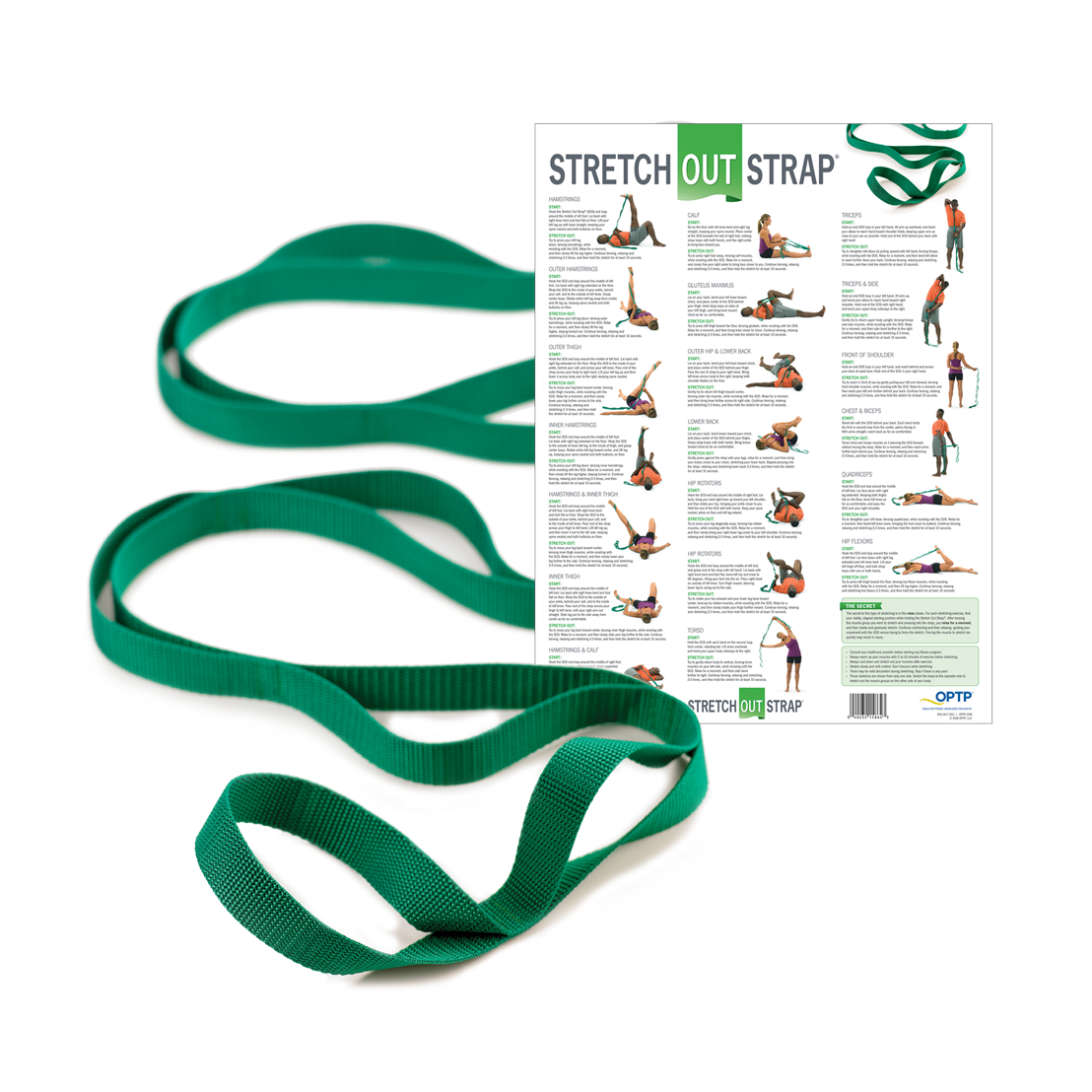 OPTP Stretch Out Strap with Instructional Exercise Booklet - Green